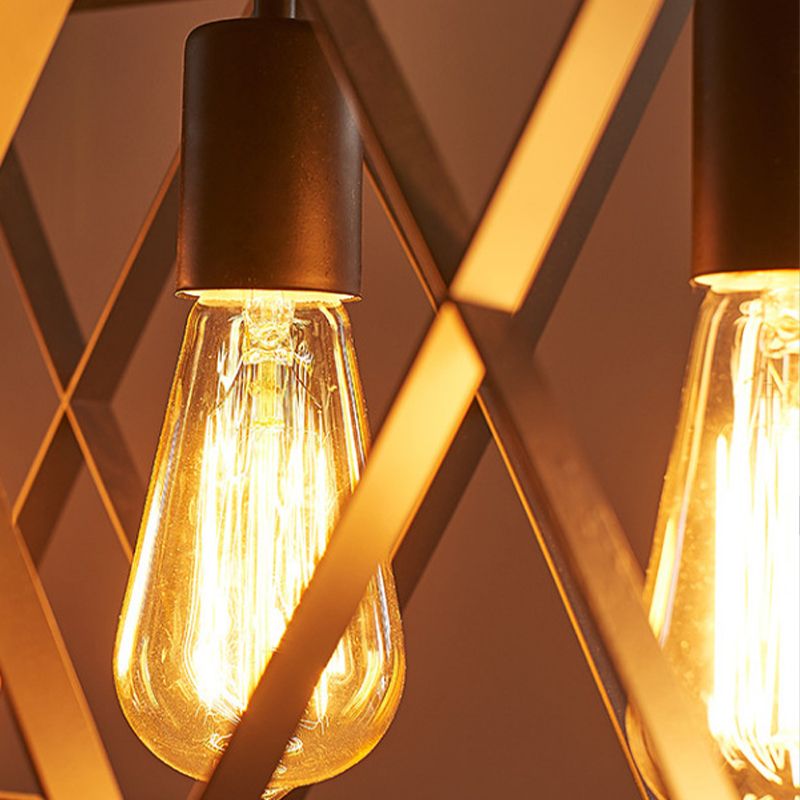 Rectangle Pendant Lighting Industrial Metal Pendant Light Kit in Black