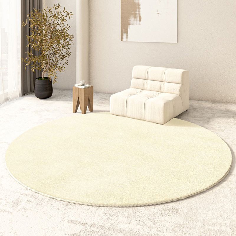 Round Plain Shag Area Rug Polyester Modern Carpet Non-Slip Backing Indoor Rug for Living Room