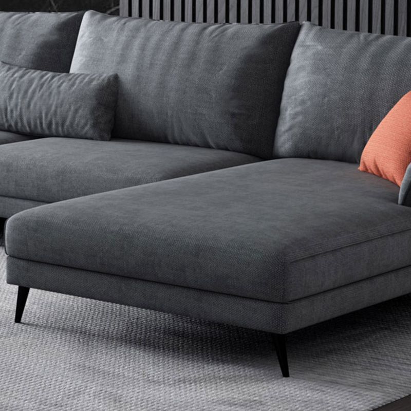 36"H Contemporary Sectional Sofa Fabric Grey Sectionals with Bostol Pillows