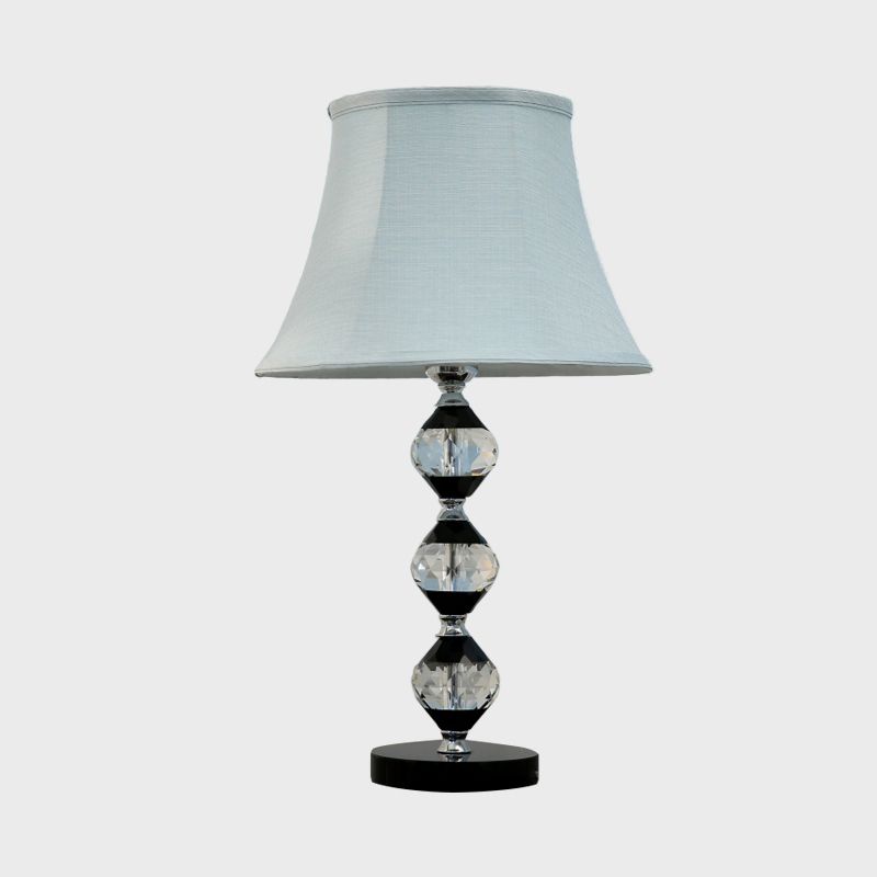 1 tête biseauté orbes table lumineuse moderne lampe de support de nuit en cristal clair avec nuance de tissu cloche
