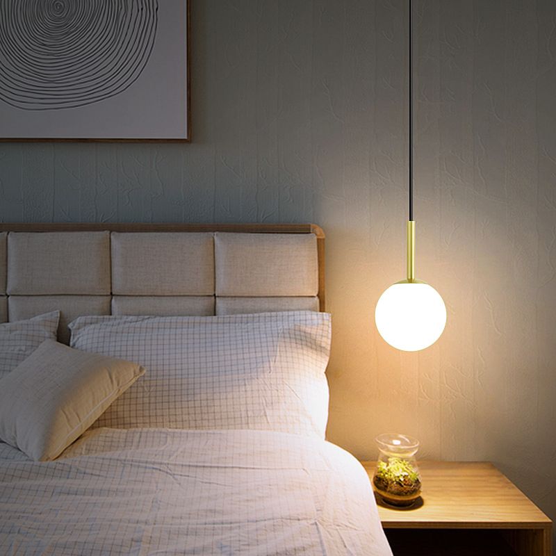 Glass Ball Pendant Lighting Fixtures Modern Style 1 Light Suspension Pendant