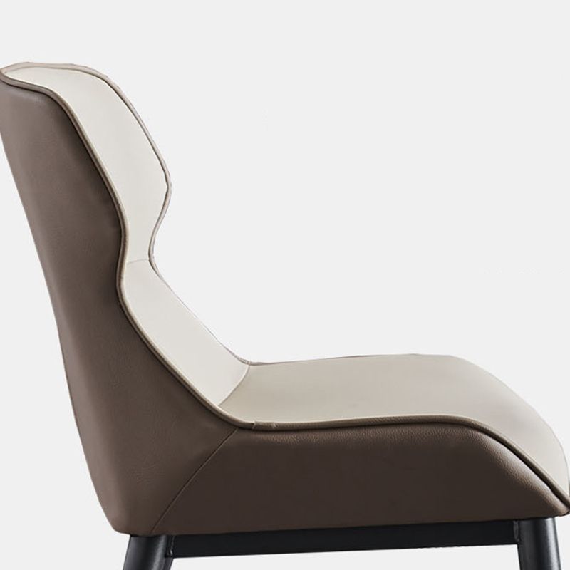 Chaise de salle à manger contemporaine en métal, chaise d'appoint en similicuir pour usage domestique (Ensemble de 2)