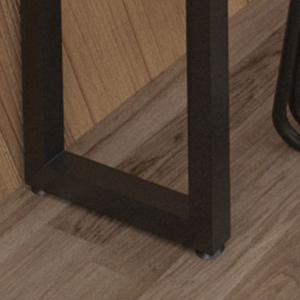 Industrial Rectangle Bar Height Table Solid Wood Bar Table with Double Pedestal Base