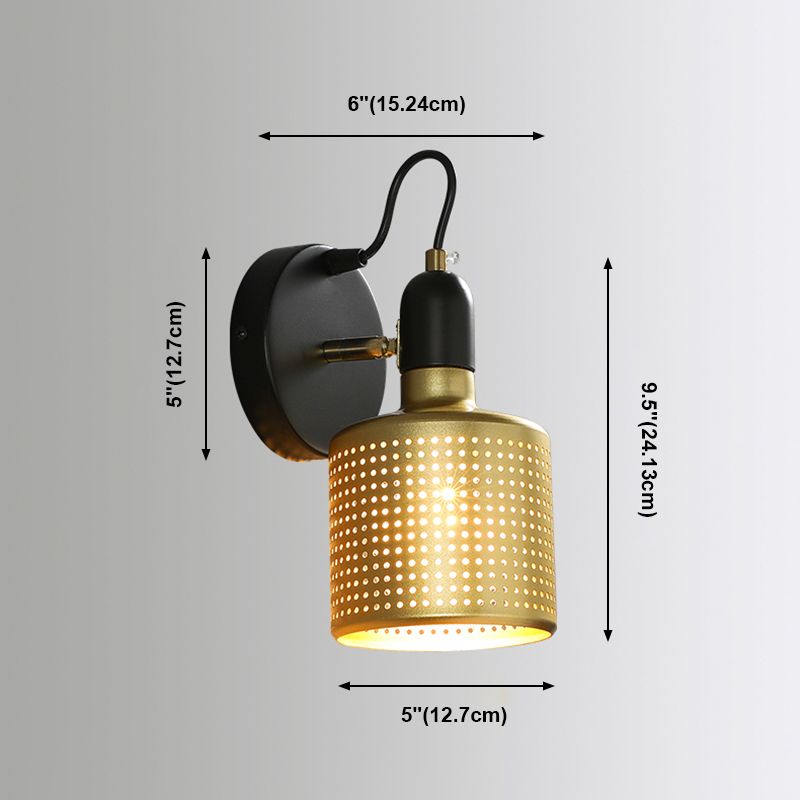 Moderner Stil Verstellbarer Zylinderwandleuchten Beleuchtung Metall 1 Lichtwandmontierte Lampen in Gold