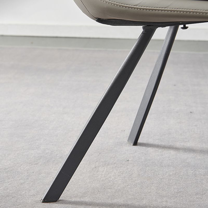 Home Faux Leather Side Chair Armless Dining Chairs in Black Legs