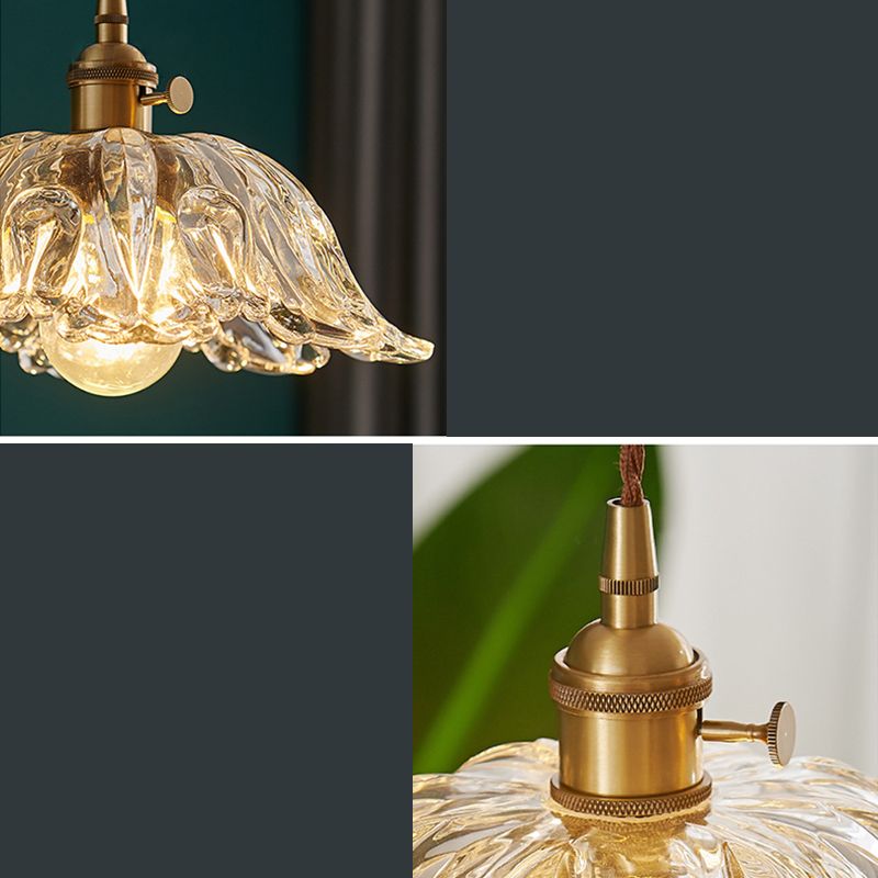 Flower Shape Shade Ceiling Pendant Lamp  Vintage Industrial  Clear Glass Indoor  Hanging Light