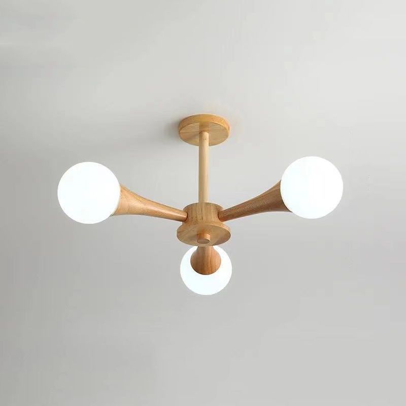 Sphere Semi Flush Mount Light Fixture Wood Modern Simplicity Flush Mount Ceiling Light Fixture