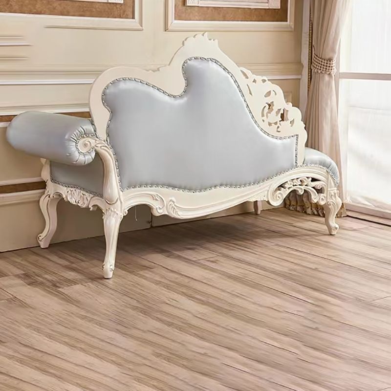 Traditional Genuine Leather Chair One Armed Rolled Arms Accent Chaise