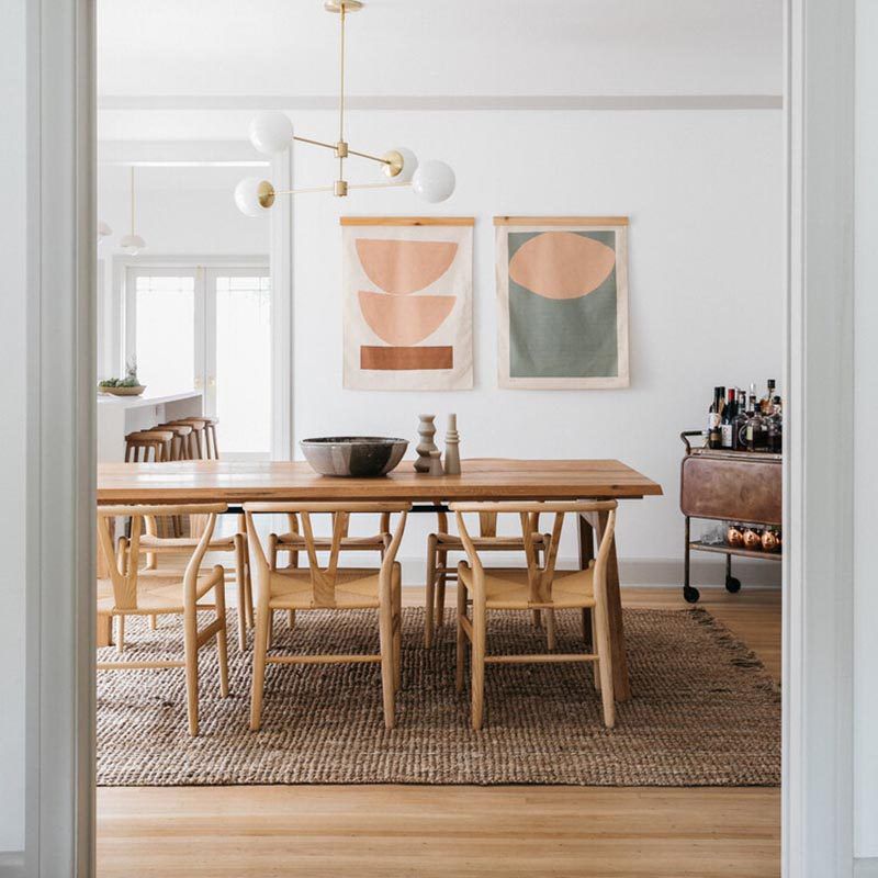 Rectangle Tripod Dinner Table Dining Room Solid Wood Dining Table