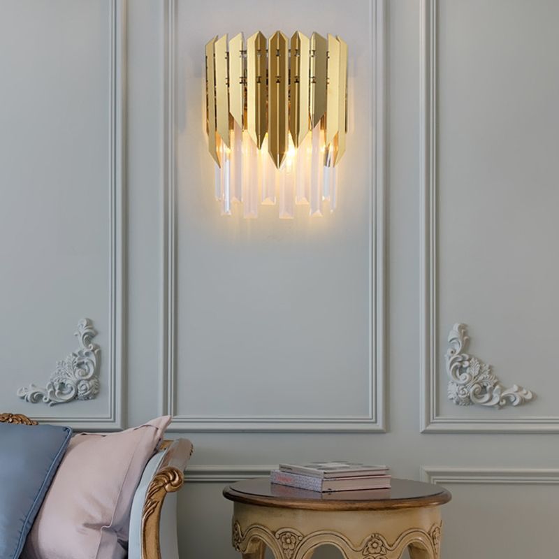 Modern Style Wall Light Gold 14" High Wall Sconce with Crystal for Living Room