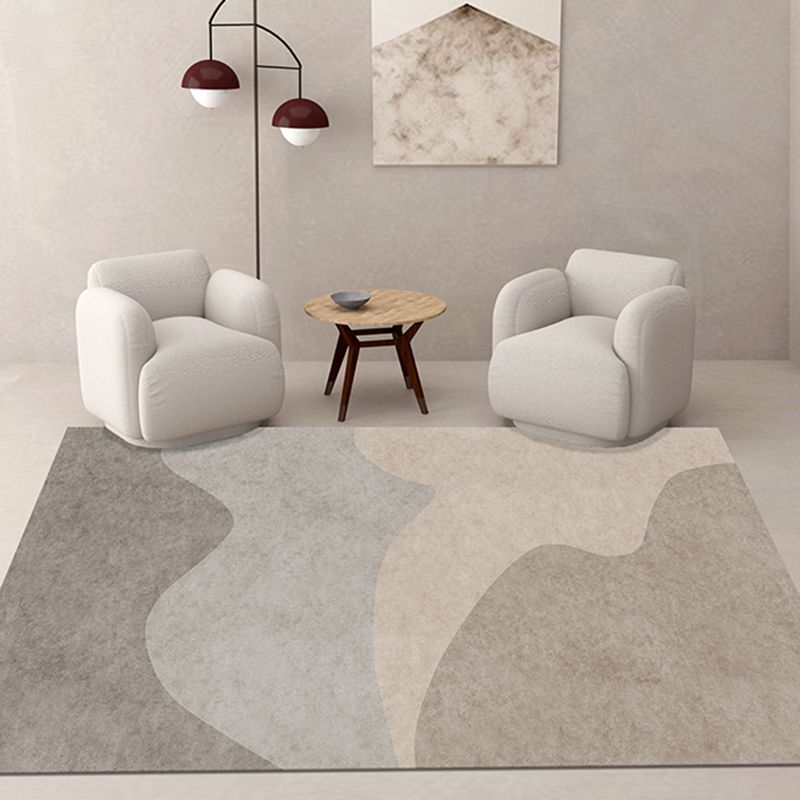 Tapis moderne gris bloc de couleur en Polyester, résistant aux taches, pour la décoration de la maison