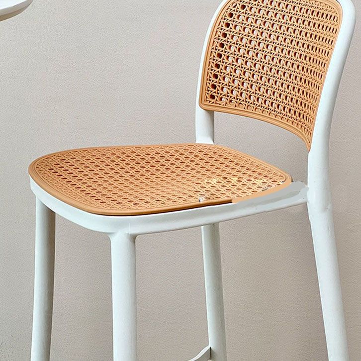 Scandinavian Armless Bar Stool Plastic Low Back Stool in White and Black