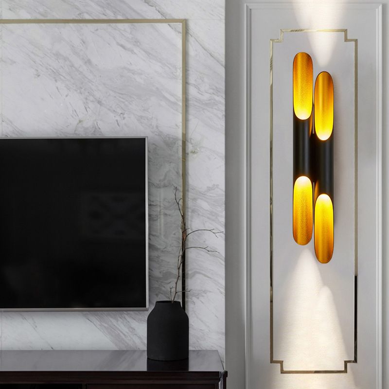 2-Lights Slant Cut Pipe Shaped Wall Lamp Post-modern Style Metal Sconce Light for Coffee Shop Restaurants
