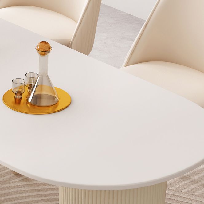 White Stone Top Dinette Table with Storage Modern Free Form Dining Table