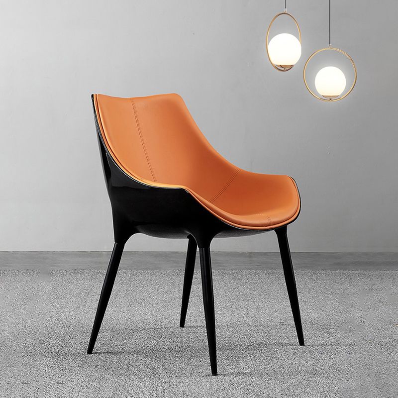 Sillas de comedor estilo moderno Sillas auxiliares con brazos de cocina y patas de metal (juego de 2)
