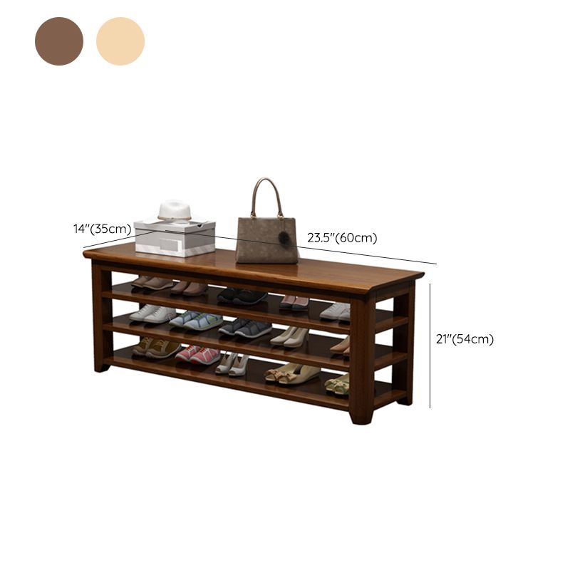 Modern Rubber Wood Bench Rectangle 15"Wide Accent Bench with Shoe Storage