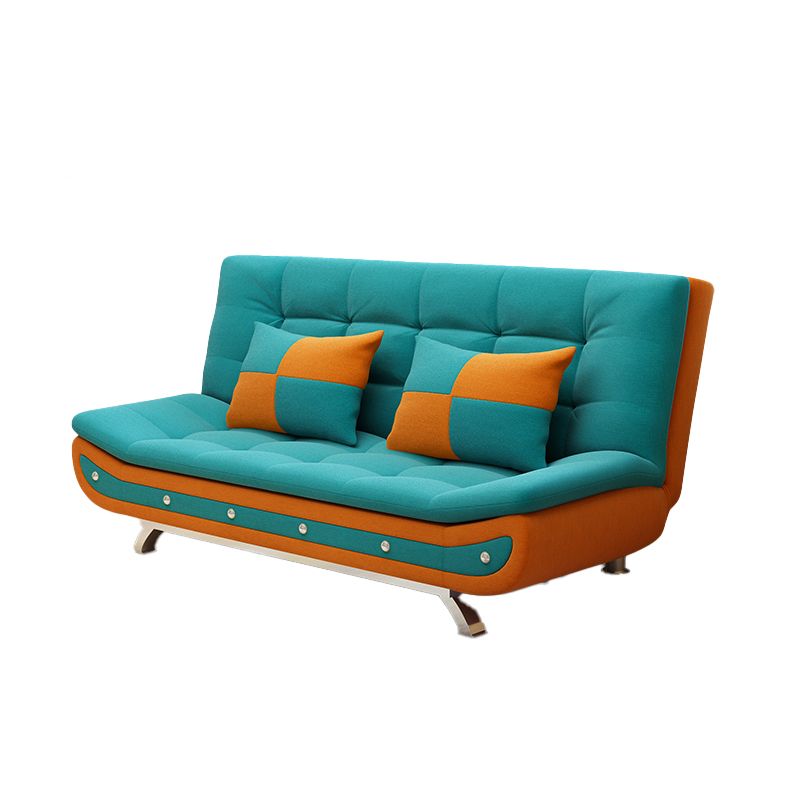 Cotton Blend Convertible Contemporary Biscuit Back Armless Sofa Bed