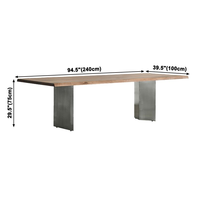 Mesa de comedor rectangular industrial de metal, mesa superior de madera para cocina y comedor