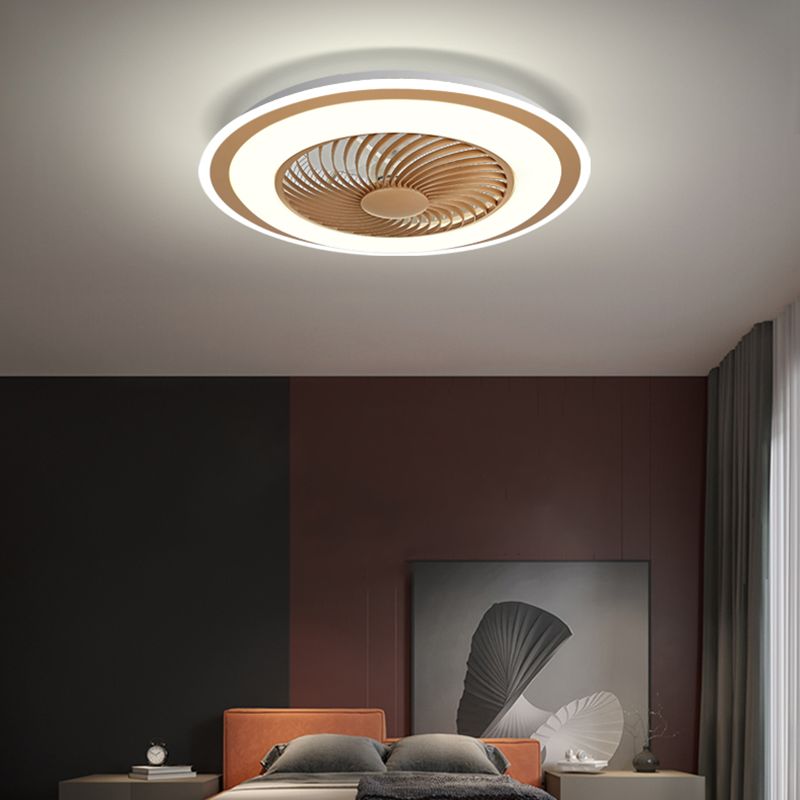 Runde Wohnheimraum LED Deckenventilator Metallic Nordic Semi Flush Mount Lighting