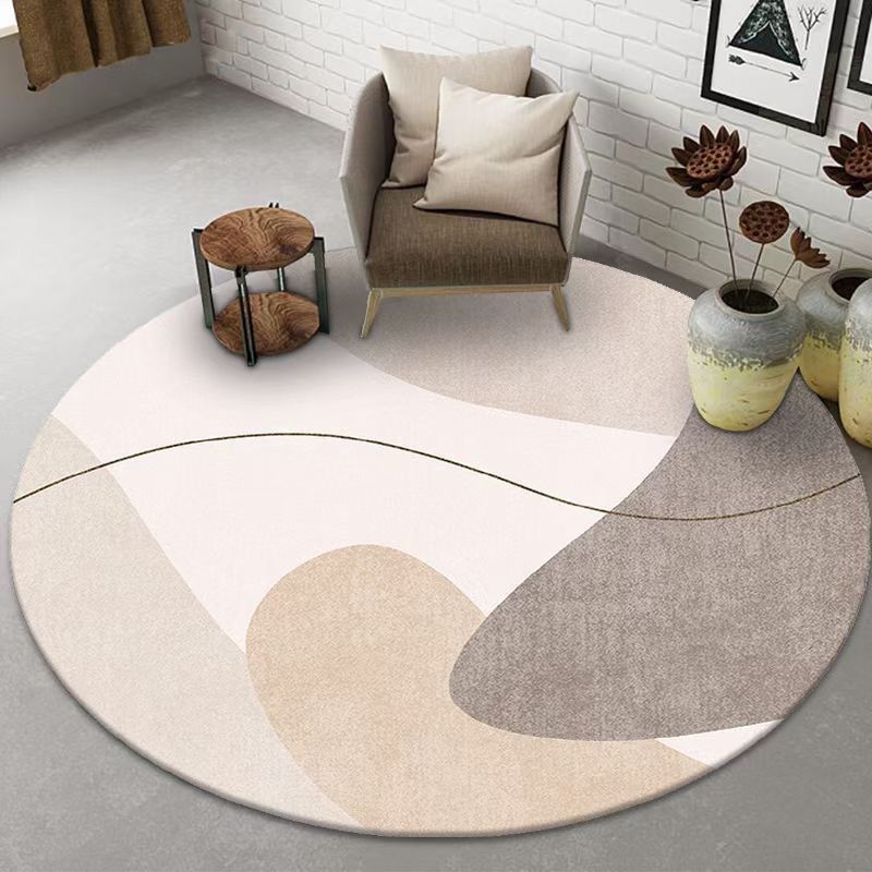 Tapis de couleur brun clair Polyester Nordic Tapis résistant aux taches pour la décoration intérieure