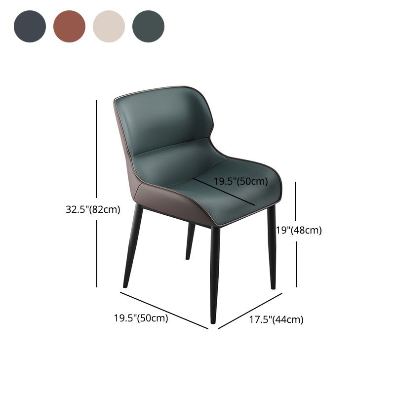 Arm Wingback Parsons Chair Industrial Style Faux Leather Dining Chairs