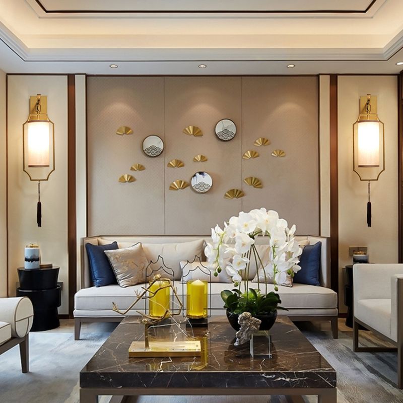 Gold Cylinder Wall Lighting Idea Traditional Metal 1 Light Living Room Sconce Light Fixture
