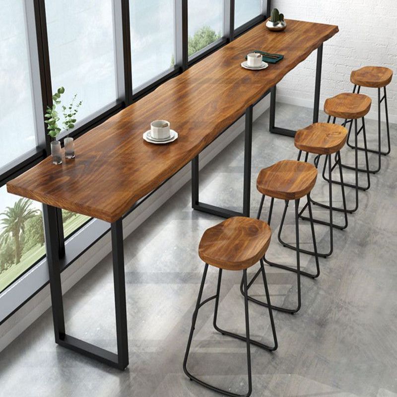 42-inch Height Cocktail Bar Table Industrial Style Wood Top Bar Table for Coffee Shop