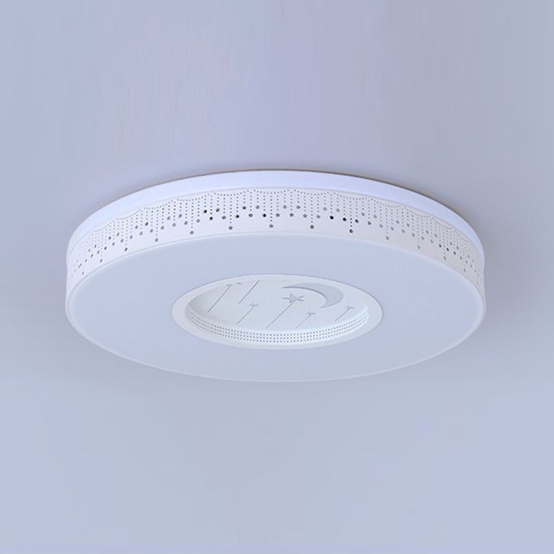 Round Shape LED Ceiling Lamp Kids Style Iron 2 Lights Flush Mount for Study