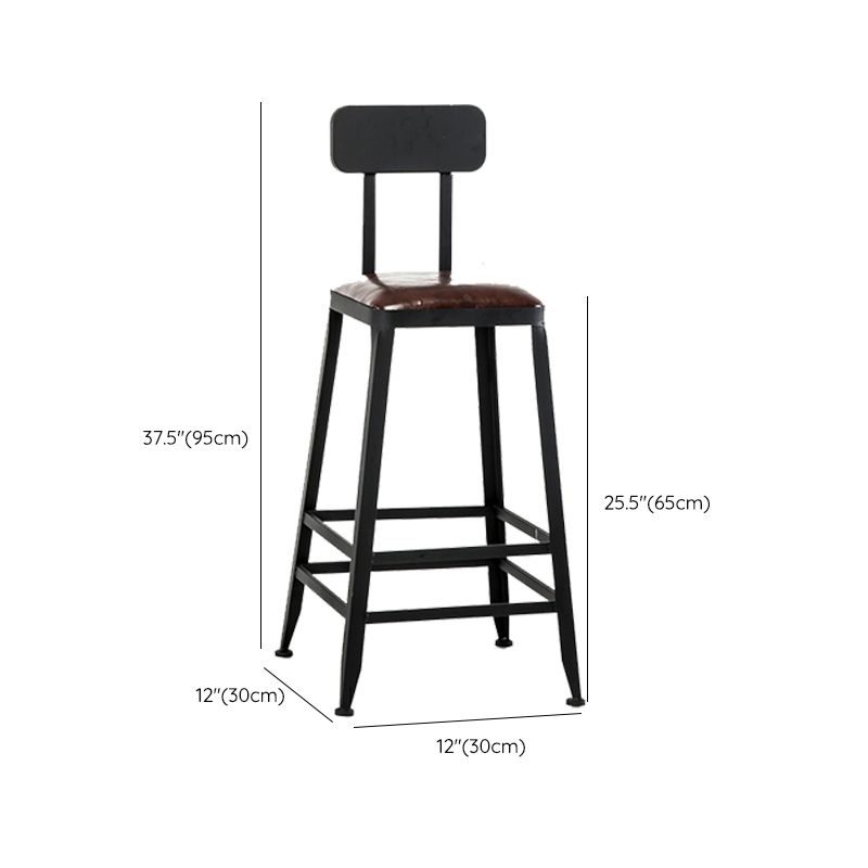 Contemporary Armless Dining Stool Metal Bar Stool with Footrest
