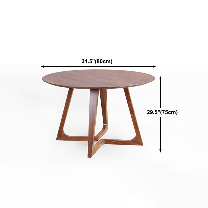 Table à manger ronde à Double piédestal, décontractée, couleur bois, fixe, en bois massif de pin