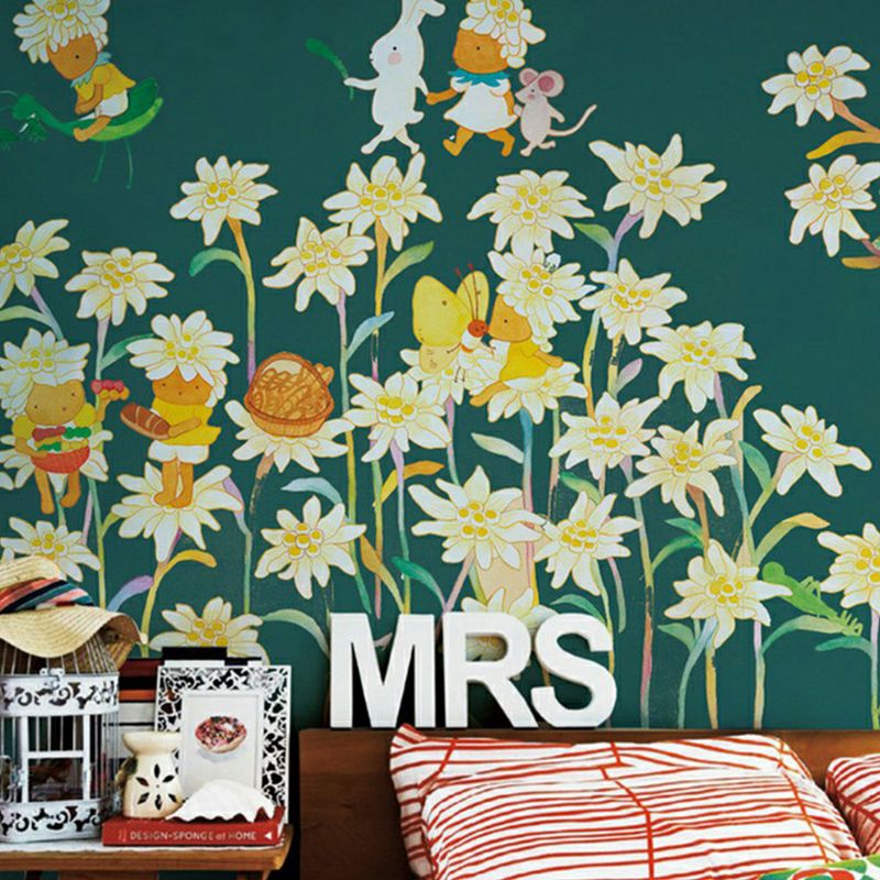 Peinture murale artistique pour bébé, motif de jardin féerique, décoration murale de couleur douce pour chambre d'enfant
