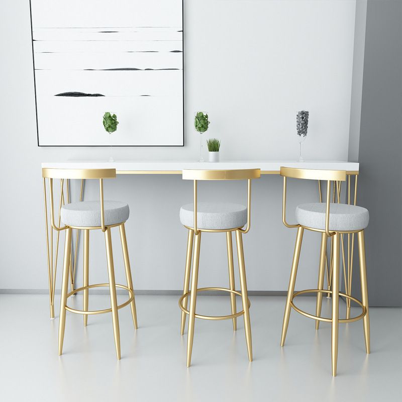 Metal Low Back Bar Stools Round Armless Dining Stools with Footrest