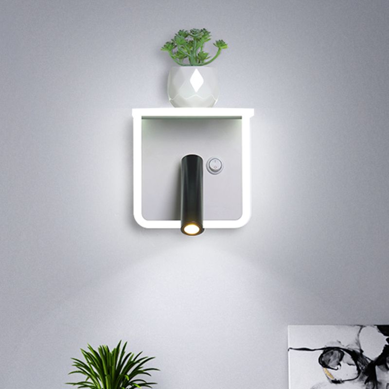 White LED Wall Light Minimalism Acrylic Round/Square Wall Sconce with Plant Decoration in Warm/White Light