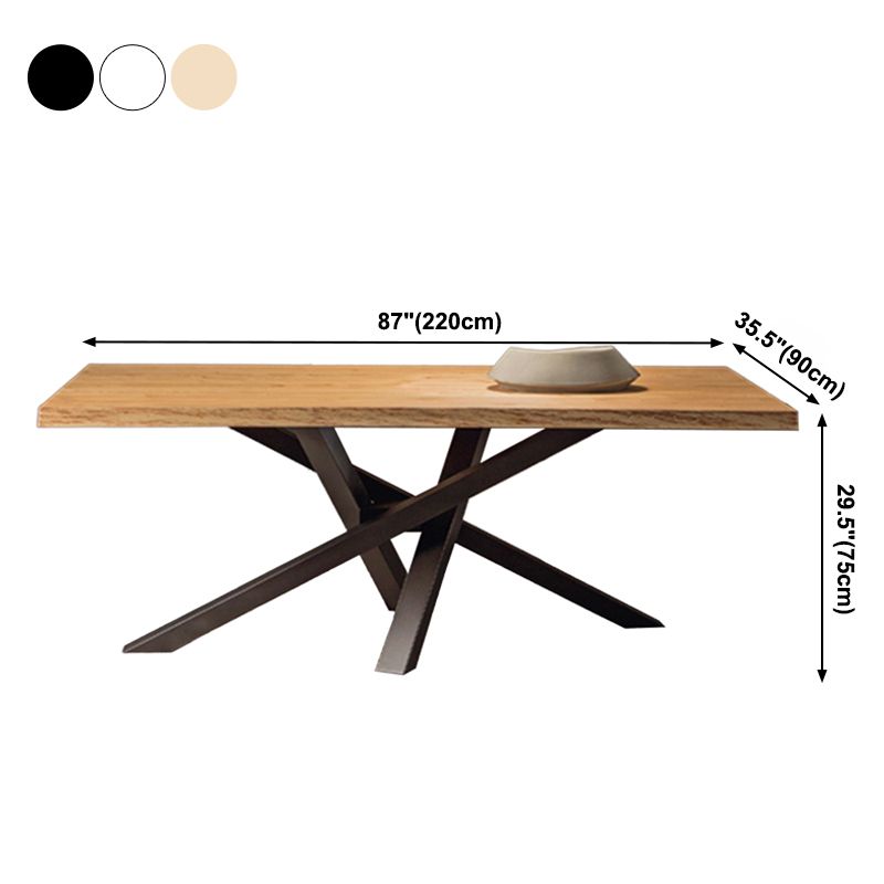 Mesa de comedor de madera maciza de pino, Pedestal único, Base metálica, mesa rectangular para el hogar