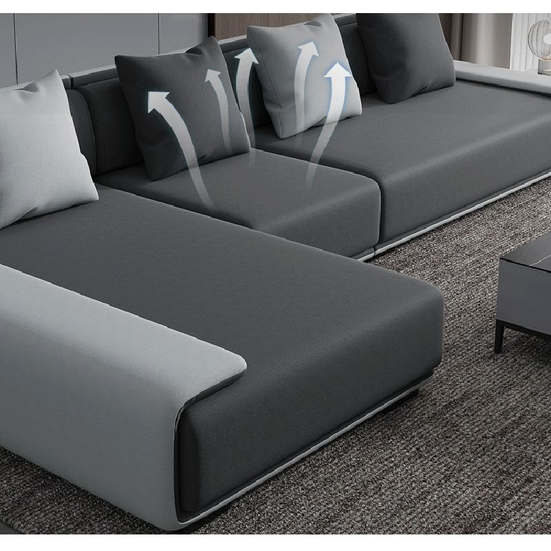 Dark Grey Modular Sectional with Square and Pillow Back Cushion