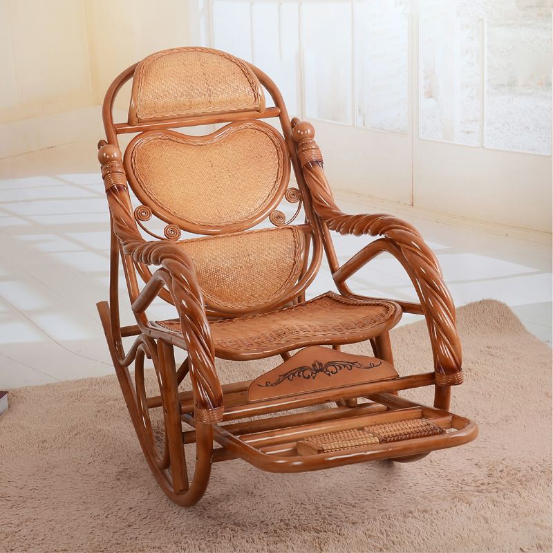 Traditional Rocking Chair Rattan Frame Spindle Backrest Indoor Rocking Chair