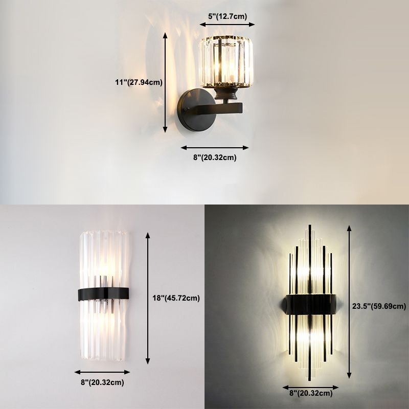 Black/Gold Crystal Wall Lamp Postmodern Wall Mounted Lighting for Bedroom Living Room
