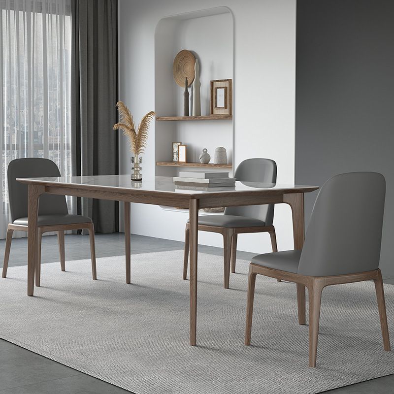 Modern Rectangle Dining Table Ash Wood Base Dining Table with 4 Legs