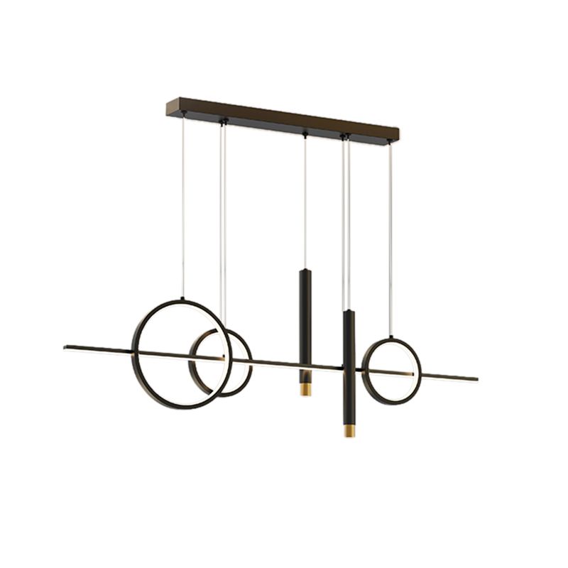 Modern Metal LED Island Lighting Fixtures Linear Chandelier Lamp for Dining Room