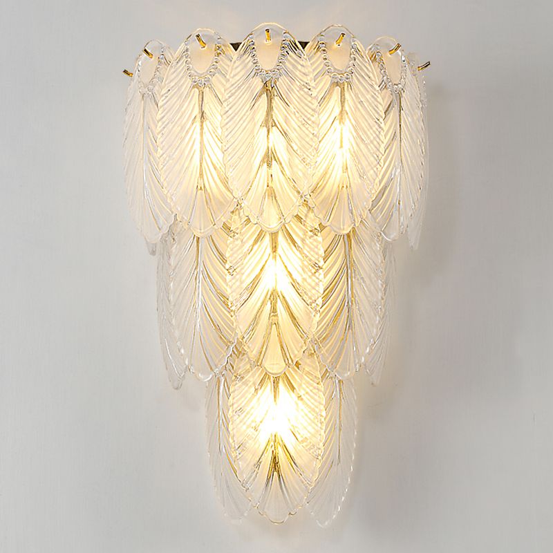 Leaf Flush Mount Wall Sconce Postmodern Crystal Gold Wall Light for Living Room