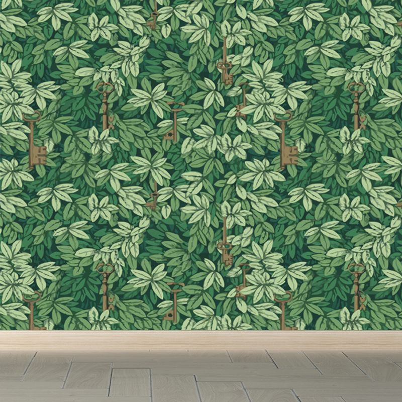 Non-Woven Ornamental Wall Mural Tropical Botanical Leaves Wall Covering, Personalised