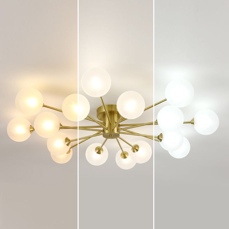 Starburst Ceiling Mount Light Fixture Nordic-Style Glass Semi Flush Mount Lighting