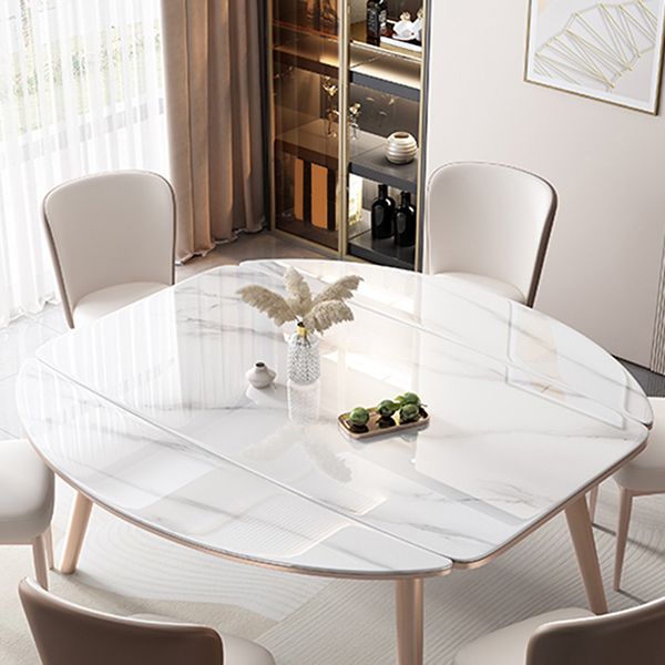White Dining Table Set 1/5/7 Pieces Stone Dinette Set for Kitchen