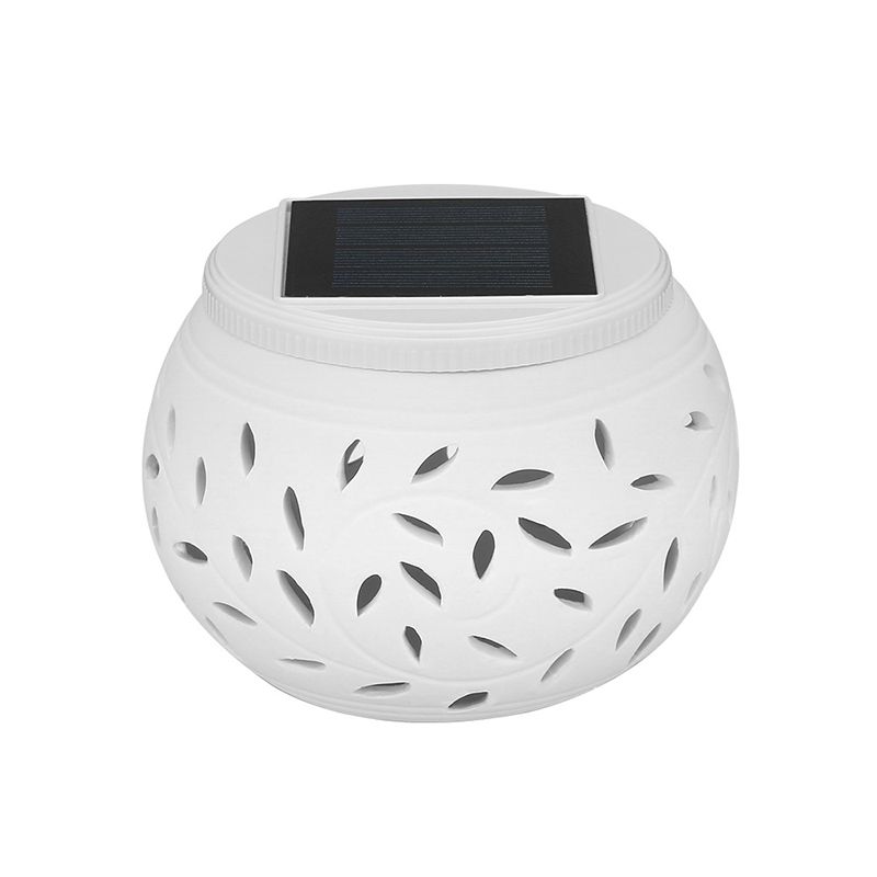 Contemporary Metal Pillar Lamp Drum Shape Outdoor Waterproof Light with Ceramic Shade