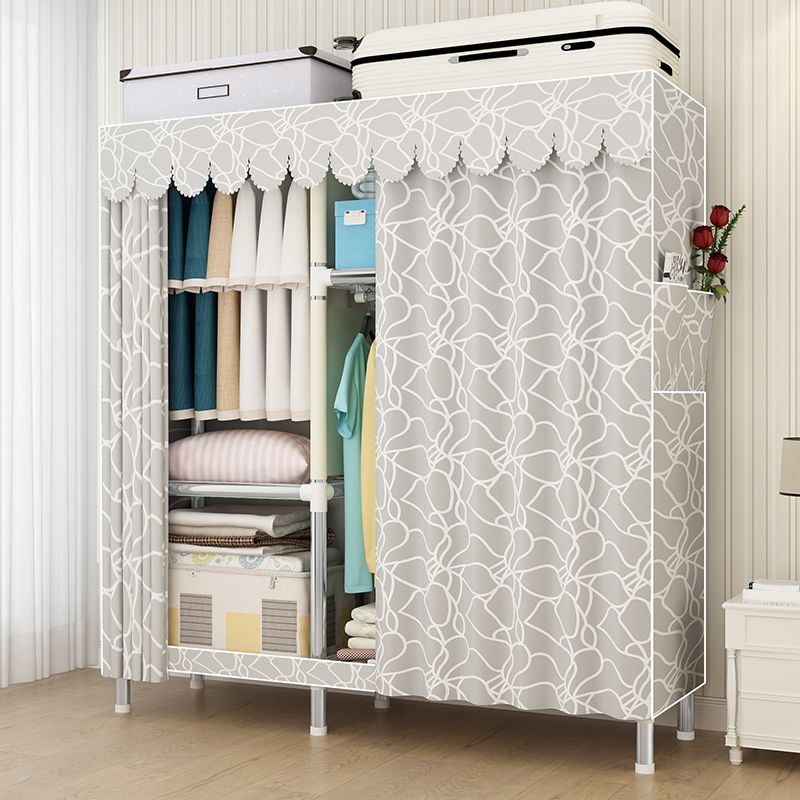 Steel Frame Wardrobe Armoire Contemporary Style Wardrobe Cabinet for Bedroom