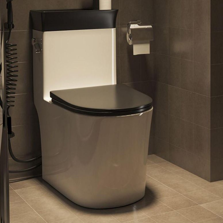 1-Piece Elongated Flush Toilet Ceramic Toilet Bowl with Wash Basin