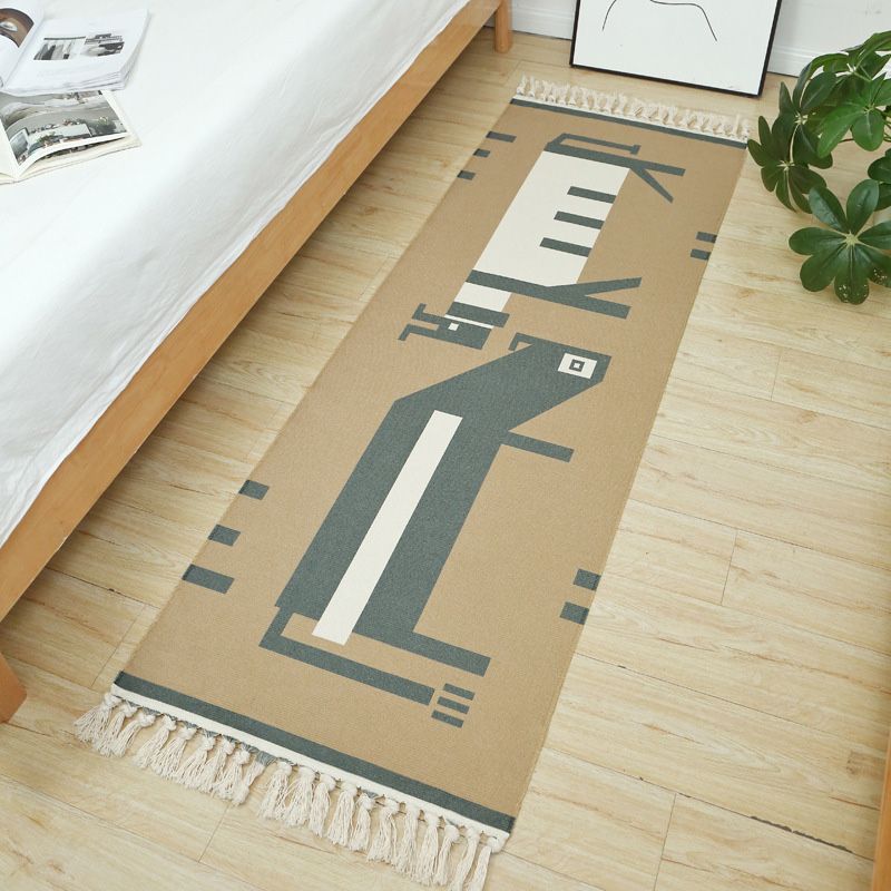 Mehrfarbiger Vintage-Rug-Teppich-Baumwoll-Mischung Stammes gemustertes Fläche Teppich waschbarer fleckresistenter Teppich mit Quasten für Raum