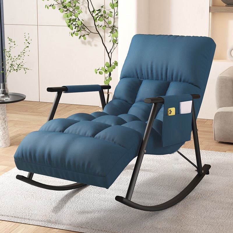 Classic Tufted Recliner Chair Pure Color Indoor Rocker Chair with Dark legs