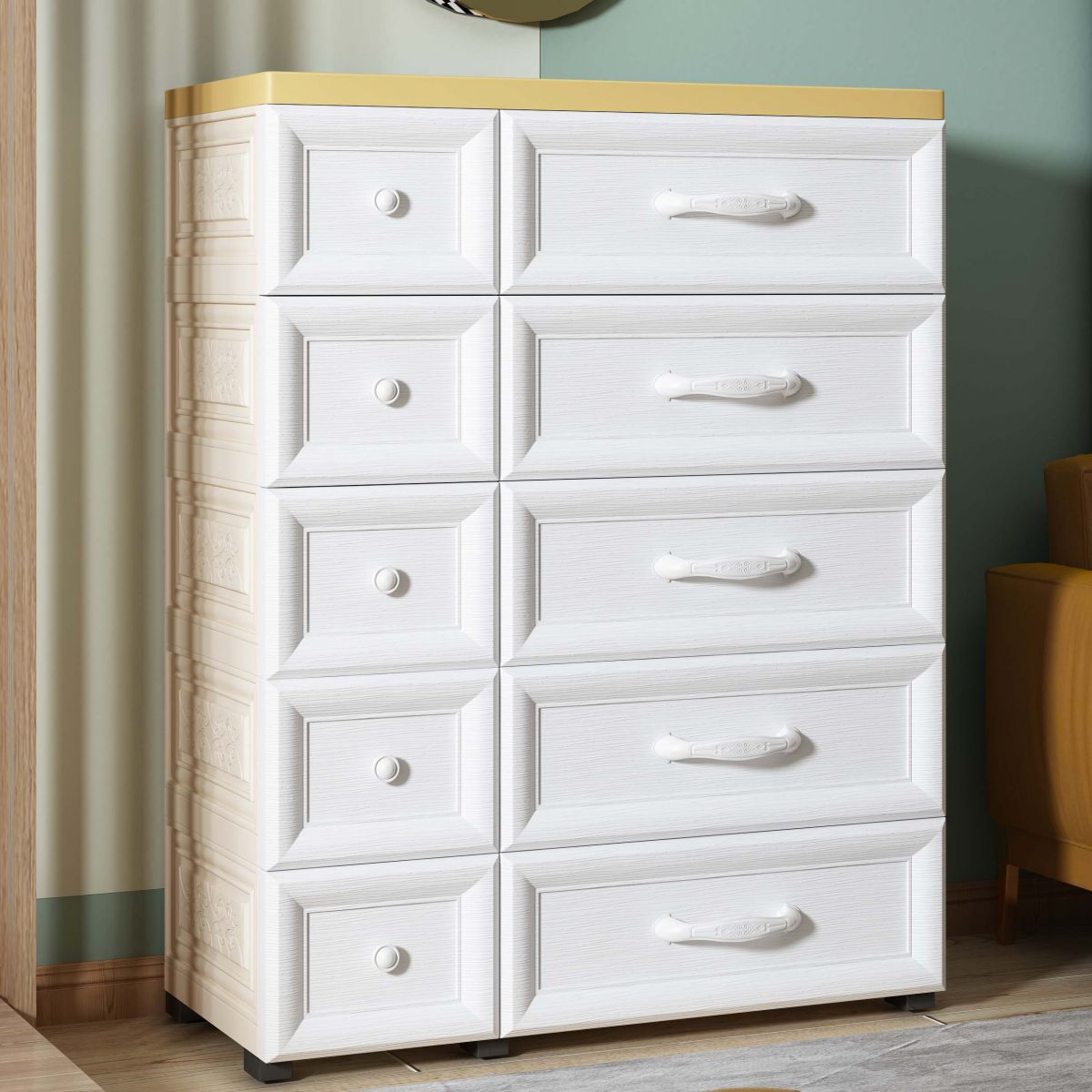 Plastic Storage Cabinet With Drawer Modern Wardrobe Armoire for Home