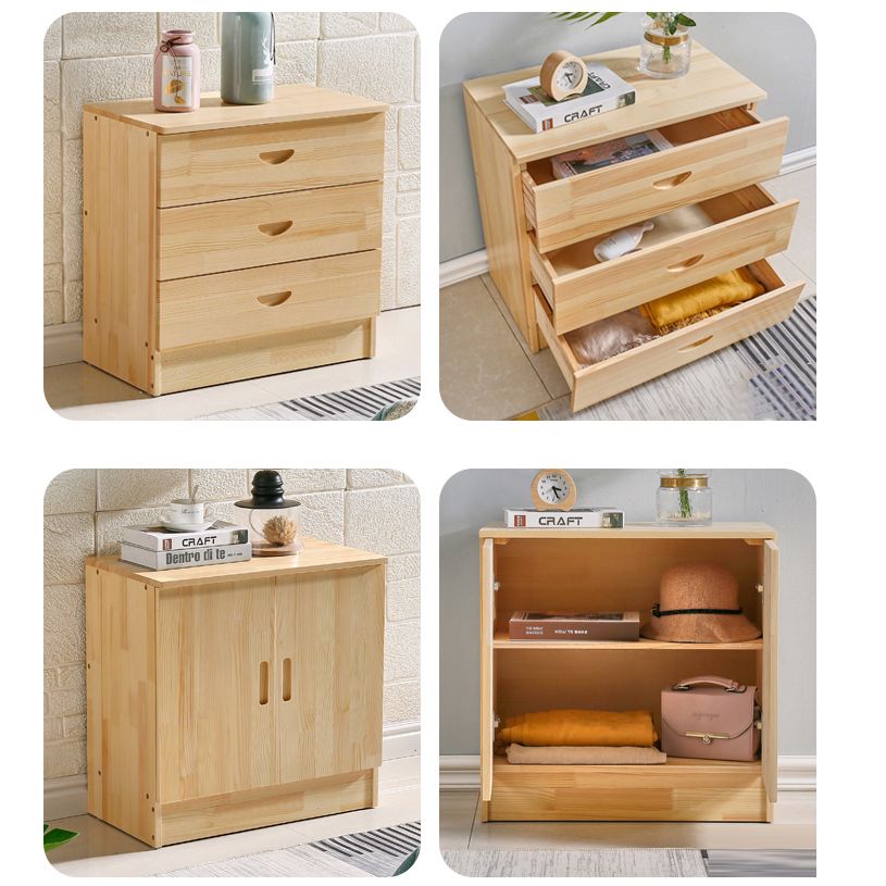 Scandinavian Style TV Stand Pine Wood Open Enclosed Storage TV Console